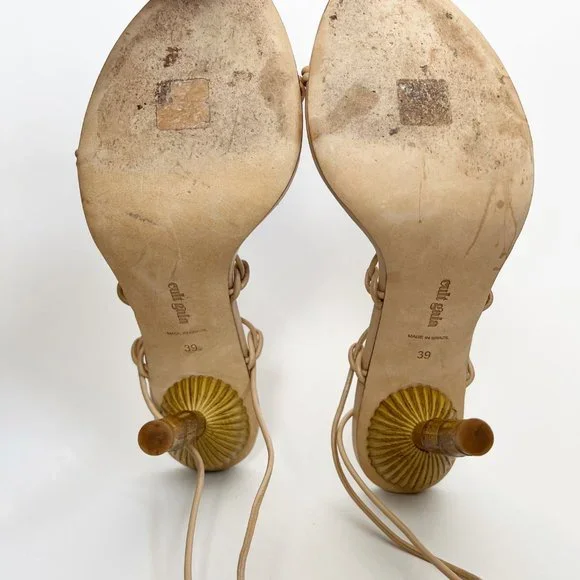 Cult Gaia Soleil Lace Up Leather High Heel Stiletto Sandals Sexy Wedding Guest - Picture 9 of 16